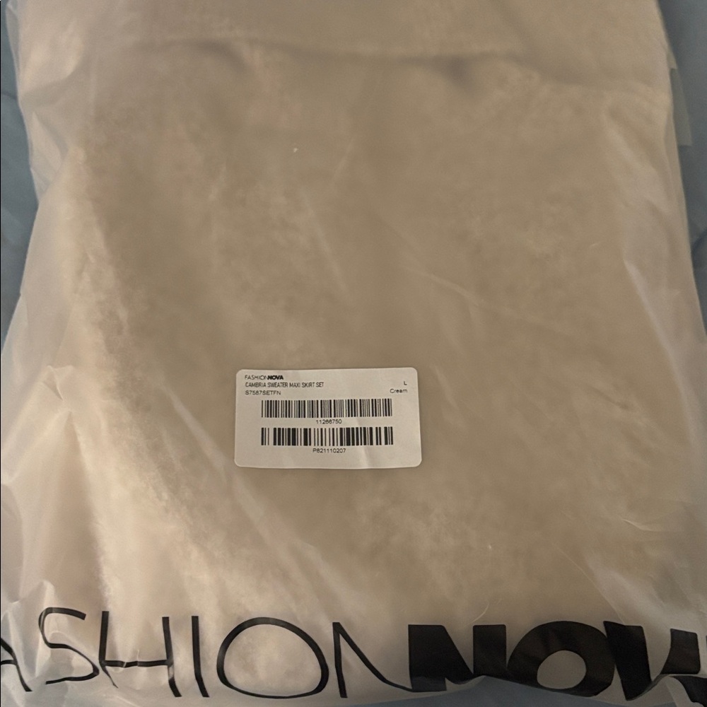 New Fashion Nova Luxe Wool Blend Sweater Maxi Skirt Set - Cream Size Large - Picture 5 of 5